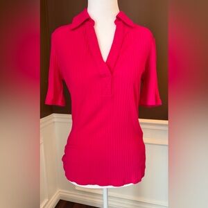 Trina Turk NISHI 2 Ribbed Shirtsleeve Fuschia Top Size Small NWT MSRP $138